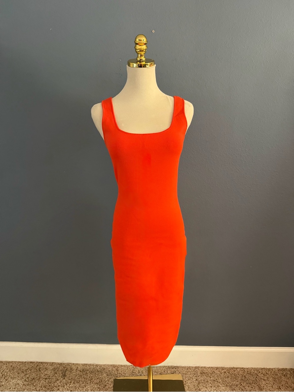 Elegant Orange Sleeveless Dress